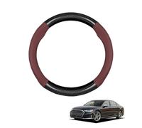 Forma Rotonda in Coprivolante Auto Pelle Microfibra Fibra di Carbonio per A8 2018-2024 Traspirante e Antiscivolo Copertura di Volante Protezione per Volante Auto,Wine Red