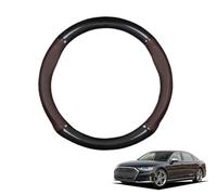 Forma Rotonda in Coprivolante Auto Pelle Microfibra Fibra di Carbonio per A8 2018-2024 Traspirante e Antiscivolo Copertura di Volante Protezione per Volante Auto,Dark Brown