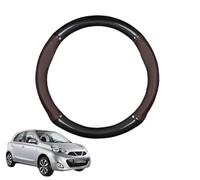 Forma Rotonda in Coprivolante Auto Pelle Microfibra Fibra di Carbonio per Micra K13 2010-2016 Traspirante e Antiscivolo Copertura di Volante Protezione per Volante Auto(Dark Brown)