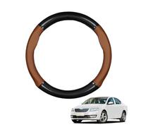 Forma Rotonda in Coprivolante Auto Pelle Microfibra Fibra di Carbonio per Octavia A7 MK3 2013-2020 Traspirante e Antiscivolo Copertura di Volante Protezione per Volante Auto,Light Brown