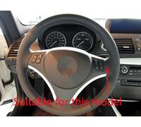 Forma Rotonda in Coprivolante Auto Pelle Microfibra Legno di Pesca per 1 Series E81 E82 E87 E88 Traspirante e Antiscivolo Copertura di Volante Protezione per Volante Auto(Grey)