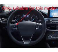 Forma Rotonda in Coprivolante Auto Pelle Microfibra Legno di Pesca per Focus MK4 2018-2024 Traspirante e Antiscivolo Copertura di Volante Protezione per Volante Auto(Grey)
