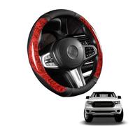 Forma Rotonda in Coprivolante Auto Pelle Microfibra Legno di Pesca per Ranger T6 2012-2020 Traspirante e Antiscivolo Copertura di Volante Protezione per Volante Auto(Red)