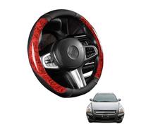 Forma Rotonda in Coprivolante Auto Pelle Microfibra Legno di Pesca per Sportage 2nd Je KM 2004-2009 Traspirante e Antiscivolo Copertura di Volante Protezione per Volante Auto(Red)