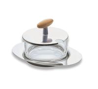 Formaggiera Ovale in Acciaio e manico in legno Linea Apollo in acciaio lucido 13x10xh9 cm inox lucido