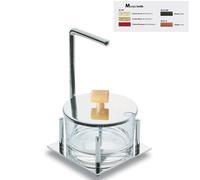 Formaggiera quadrata Seville in acciaio lucido con contenitore in vetro manico colorato multicolor