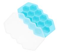 Formaghiaccio a Nido D'ape in Silicone Blu Coperchio | Design Semplice, Facile da Riempire, Non Si Crepa nel Freezer, Si Impila Ordinatamente