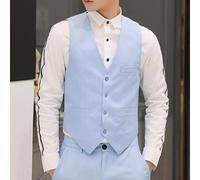Formale Uomo Abito Slim Fit Abito Canotta Scollo A V Gilet Business Casual-Coat