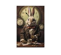 Formale Vintage Coniglio Tela Wall Art per Camera Da Letto Orologio Da Parete Moderno Astratto Animale Decorazione Della Parete Poster per Camera Estetica