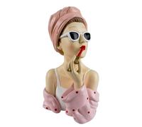 formano Busto decorativo da donna, in poliresina, dipinta a mano, 27 cm, elegante accessorio per la casa, colore rosa, bianco, elegante decorazione da tavolo e scaffali