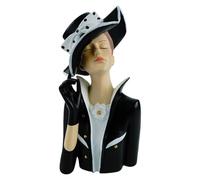 formano Busto decorativo da donna, in poliresina, dipinta a mano, 28 cm, elegante accessorio per la casa, bianco e nero, elegante decorazione da tavolo e scaffali