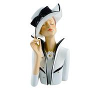 formano Busto decorativo da donna, in poliresina, dipinta a mano, 28 cm, elegante accessorio per la casa, bianco e nero, elegante decorazione da tavolo e scaffali