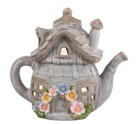 formano Caraffa solare da giardino, lanterna con luce solare e sensore crepuscolare, 39 cm, decorazione da giardino dipinta a mano, in magnesia con rilievo, romantica lampada solare per giardino