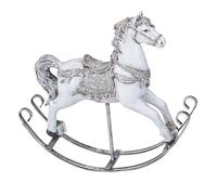 formano Cavallo a dondolo, decorazione natalizia, 21 cm, in pietra artificiale, dipinta a mano, decorazione invernale per davanzale