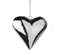 formano Cuore decorativo da appendere, 15 cm, argento, decorazione da appendere, cuore, acciaio inossidabile, San Valentino