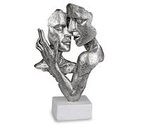 Busto Decorativo, Scultura Coppia H. 32Cm Bianco Argento In Resina Formano