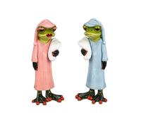 formano Set di 2 statuette a forma di rana, divertente berretto da sonno, 17 cm, dipinto a mano, decorazione in pietra artificiale, idea regalo di alta qualità e decorazione umoristica per interni in