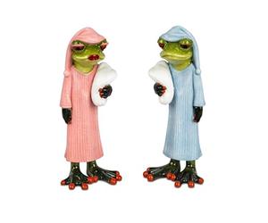 formano Set di 2 statuette a forma di rana, divertente berretto da sonno, 17 cm, dipinto a mano, decorazione in pietra artificiale, idea regalo di alta qualità e decorazione umoristica per interni in