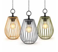 formano Set di 3 lanterne solari a LED, da appendere, in metallo, per esterni, con sensore crepuscolare, 16 x 15 x 15 cm, IP44, per balcone, terrazza e giardino protetto