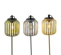 formano Set di 3 luci solari da giardino con lampada a LED e sensore crepuscolare, in metallo, IP44, per giardino e terrazze, lampade solari decorative, altezza 87 cm, diametro 16 cm