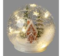 formano Sfera decorativa a LED con paesaggio invernale con timer, 12 cm | Casetta in vetro trasparente decorata con abete, per l'Avvento e il periodo natalizio