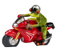 formano Statuetta decorativa a forma di rana e moto dipinta a mano da 18 cm, decorazione originale per salotto e giardino, regalo per appassionati di moto e appassionati di rana