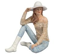 formano Statuetta decorativa da donna seduta, moderna, dipinta a mano, 20 x 19 cm, elegante scultura da donna in poliresina per soggiorno, scaffale e credenza come elemento decorativo