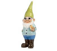 formano Statuetta decorativa da giardino, 50 x 18 cm, in pietra artificiale, nano con uccello e occhiali da sole, dipinta a mano, superficie lucida, decorazione resistente alle intemperie, per