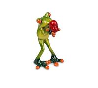Formano - Statuetta decorativa rana Poly innamorata con cuore verde altezza 14 cm, larghezza 7 cm