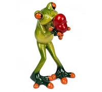 Formano - Statuetta decorativa rana Poly innamorata con cuore verde altezza 14 cm, larghezza 7 cm