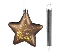 formano Stella di Natale a LED da appendere, stella decorativa, 15 cm, marrone-oro, in vetro con scritta "Haus ist es am schönsten " - Stella decorativa con timer e luce LED - Decorazione da appendere