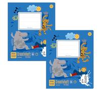 Formati Quaderno creativo C.9 Quart 20 fogli a righe con campi, 100% carta riciclata, 2 pezzi, righe combinate per un apprendimento creativo