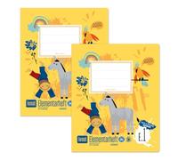 Formati quaderno elementare E.1, 2 quaderni con esercizi, 14 fogli ciascuno, quaderno prescolare in carta riciclata al 100%