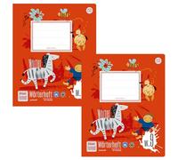 Formati Quaderno per parole W.9 Quart 20 fogli 6/6/6 mm a righe con linea centrale, 100% carta riciclata, 2 pezzi, rigatura progressiva per la scuola elementare