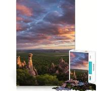Formazioni rocciose a forma di fungo al tramonto Puzzle da 1000 pezzi per adolescenti Puzzle rilassante per la mente Arte e composizione Regalo di alta qualità (38x52cm)