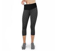 Formbelt® Leggings Sportivi da Donna a Tre Quarti con Marsupio per Cellulare Pantaloni da Corsa Fitness Sport Fuseaux Colorati (Nero-Grigio L)