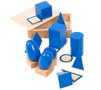 Forme 3D per insegnare, Giocattoli in legno con carte abbinate, Set di solidi geometrici per l'apprendimento in età prescolare, Selezionatore di forme e manipolatori di blocchi di modelli - Selezio