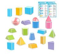 Forme 3D - PP, 20 pezzi corpo geometrico, forme dimostrative prospettiche | modelli di superficie volumetrica, strumenti educativi di geometria per studenti che imparano la matematica in classe