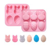 Forme di dolcezza del silicone del coniglio del silicone backforms delle uova di Pasqua con 6 barre | coniglio del fumetto per torte, cioccolatini, sicuro cibo per la casa, c