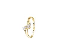forme di Lucchetta - Anello con doppio Zaffiro Bianco in Oro Giallo 14 carati | Misure dalla 10 alla 20, 14k, 18, Anelli d'Oro per Donna - Gioiello Made in Italy