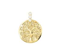 forme di Lucchetta - Ciondolo Albero della Vita con Zaffiri | Oro Giallo 14 carati Diamantato | Charm per Bracciale e Catenina (fino a 4mm)