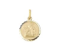 forme di Lucchetta - Ciondolo Angelo Custode di Raffaello in Oro Giallo 14K - Ideale per Nascita, Battesimo, Comunione - Gioiello Made in Italy Certificato
