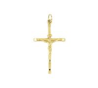 forme di Lucchetta - Ciondolo Croce Oro Giallo 14k Battesimo | Comunione, Cresima, Charm per Collane fino a 4mm, Unisex Uomo Donna