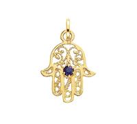 forme di Lucchetta - Ciondolo in Oro Giallo 14k con Mano di Fatima/Hamsa con Zaffiro 2.5mm, Charms e Ciondoli per Catenina (fino a 4mm) per Donna Ragazza