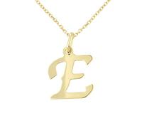 forme di Lucchetta - Ciondolo Lettera E Iniziale Nome in Oro Giallo 9 carati - Catenina d'oro 45cm, Collane d'Oro Vero per Regalo Donna Ragazza