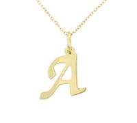 forme di Lucchetta - Ciondolo Lettera Iniziale Nome A in Oro Giallo 9 carati - Catenina d'oro 42cm estendibile 45cm, Collane d'Oro Vero per Regalo Donna Ragazza