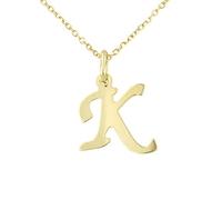 forme di Lucchetta - Ciondolo Lettera K Iniziale Nome in Oro Giallo 9 carati - Catenina d'oro 45cm, Collane d'Oro Vero per Regalo Donna Ragazza
