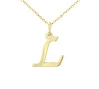 forme di Lucchetta - Ciondolo Lettera L Iniziale Nome in Oro Giallo 9 carati - Catenina d'oro 45cm, Collane d'Oro Vero per Regalo Donna Ragazza