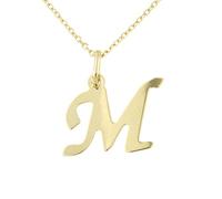 forme di Lucchetta - Ciondolo Lettera M Iniziale Nome in Oro Giallo 9 carati - Catenina d'oro 45cm, Collane d'Oro Vero per Regalo Donna Ragazza