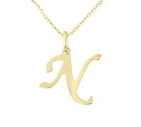 forme di Lucchetta - Ciondolo Lettera N Iniziale Nome in Oro Giallo 9 carati - Catenina d'oro 45cm, Collane d'Oro Vero per Regalo Donna Ragazza